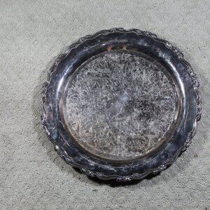 Vintage Oneida 15" Round SilverPlate Tray - Oneida Georgian Scroll
